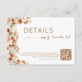 Elegant Minimalist Floral Wedding Details QR Code Begleitkarte