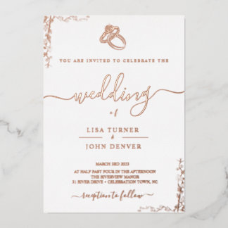 Elegant, Minimalist Foil Wedding Invitation Folieneinladung