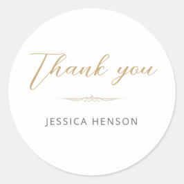 Elegant Minimalist Gold Script Birthday Thank you Runder Aufkleber