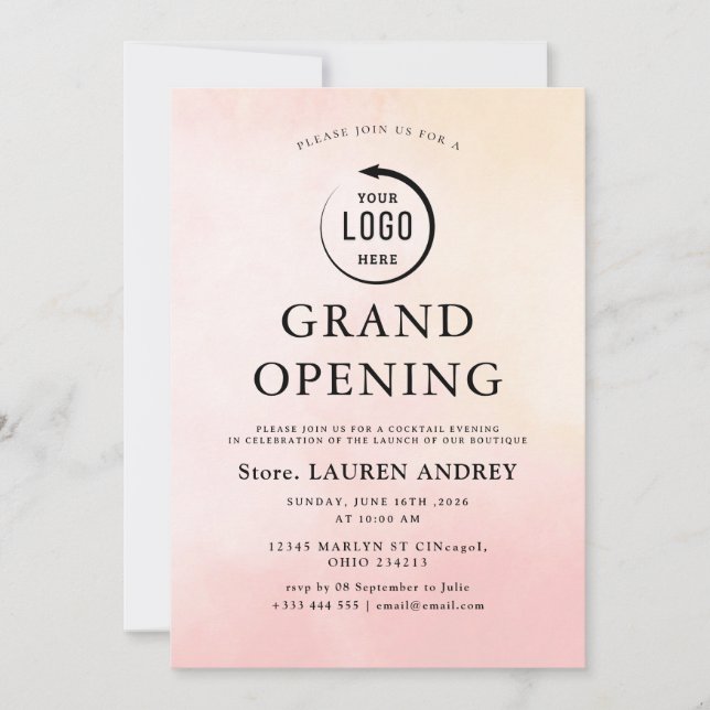 Elegant Minimalist Grand Opening Invitation (Devant)