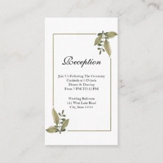 Elegant Minimalist Greenery Wedding Reception Begleitkarte