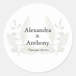 Elegant Minimalist Greenery Wedding Runder Aufkleber