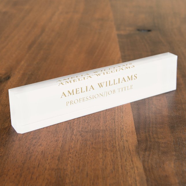 Elegant Minimalist Ivory and Gold Monogram Namensplakette (Seite)