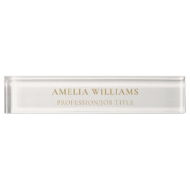 Elegant Minimalist Ivory and Gold Monogram Namensplakette