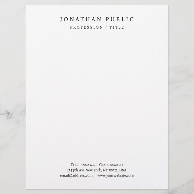 Elegant Minimalist Letterhead Black And White Briefbogen (Vorderseite)