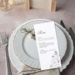 Elegant Minimalist Lily Floral Wedding Menu Card Menükarte<br><div class="desc">Elevate your reception tables with this elegant minimalist wedding menu card featuring delicate lily line-art florals. The graceful botanical illustration adds a soft romantic touch while maintaining a clean, modern aesthetic that complements sophisticated wedding décor. The refined script heading paired with classic, easy-to-read text creates a polished presentation for your...</div>
