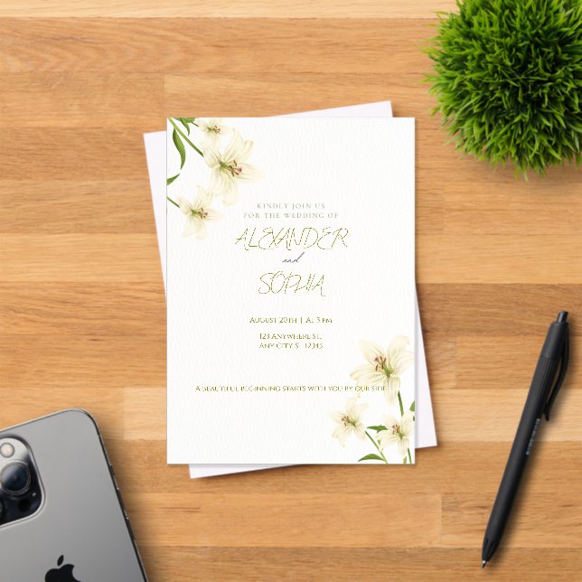 ELEGANT MINIMALIST LILY WEDDING INVITATION  (Insitu (Carte d'invitation))