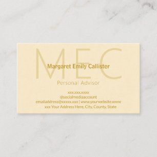 Elegant minimalist modern Elfenbein Creme und Gold Visitenkarte