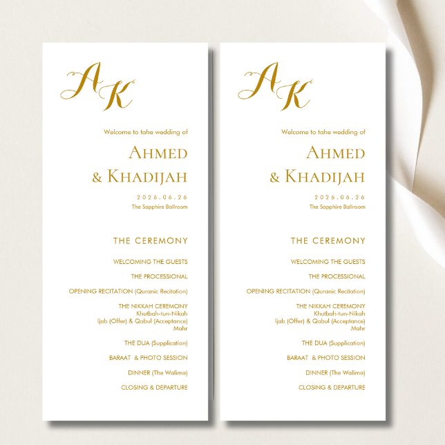 Elegant Minimalist Modern Islamic Wedding Program Programm (Von Creator hochgeladen)