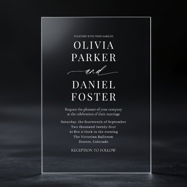 Elegant Minimalist Modern Wedding Acryleinladungen (Von Creator hochgeladen)