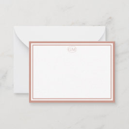 Elegant Minimalist Monogram Black Two Border  Mitteilungskarte