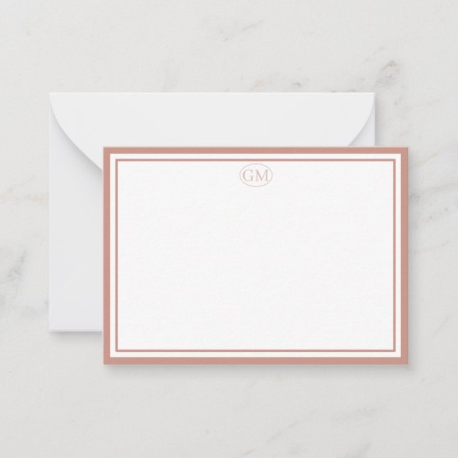 Elegant Minimalist Monogram Black Two Border  Mitteilungskarte (Vorderseite)