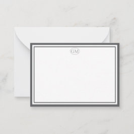 Elegant Minimalist Monogram Gray Two Border  Mitteilungskarte