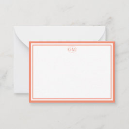 Elegant Minimalist Monogram Orange Two Border  Mitteilungskarte