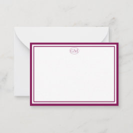 Elegant Minimalist Monogram RED Two Border  Mitteilungskarte