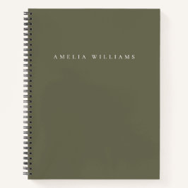 Elegant Minimalist Olive Green Monogram Notizbuch