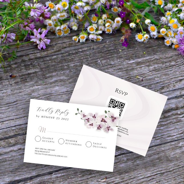 Elegant Minimalist Orchid Wedding RSVP Card (Von Creator hochgeladen)