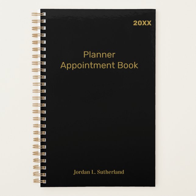 Elegant Minimalist Personalized Logo Black Planner Planer (Vorderseite)