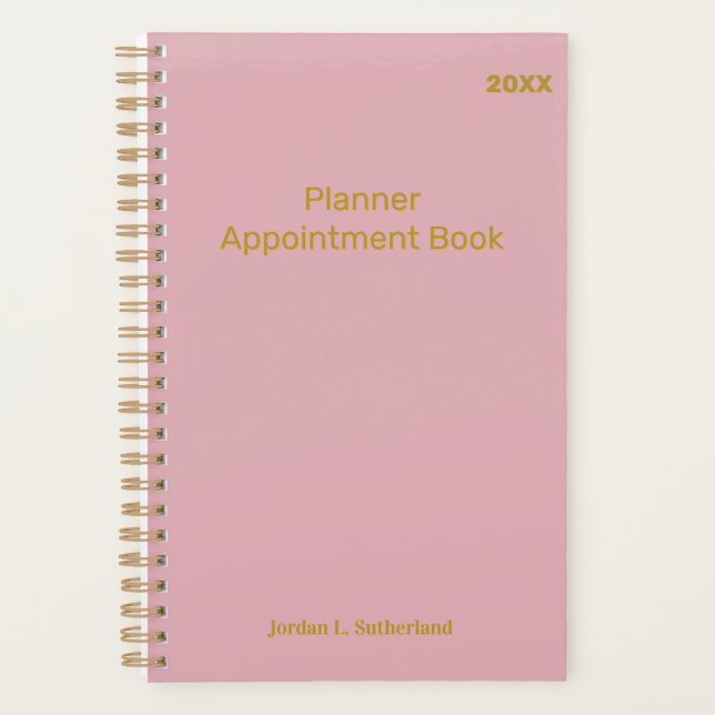 Elegant Minimalist Personalized Logo Pink Planner Planer (Vorderseite)