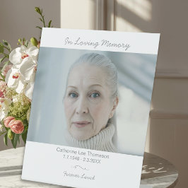 Elegant Minimalist Photo Funeral Pedestal Sign Sockelschild