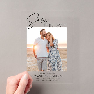Elegant Minimalist Photo Save the Date Acryleinladungen