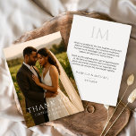 Elegant Minimalist Photo Wedding Dankeskarte<br><div class="desc">Express your gratitude with timeless simplicity. This elegant minimalist wedding thank you card highlights your favorite photo with clean, modern typography and understated luxury. The balanced layout and neutral tones create a polished, sophisticated look that feels warm, heartfelt, and effortlessly stylish. Personalize it with your names, wedding date, and photo...</div>