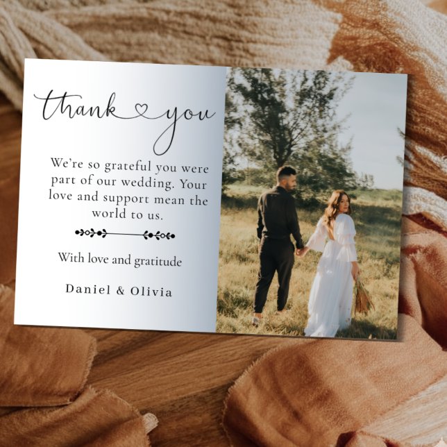 Elegant Minimalist Photo Wedding Thank You  Card Dankeskarte (Von Creator hochgeladen)