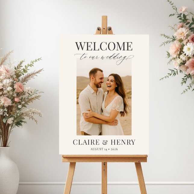 Elegant Minimalist Photo Wedding Welcome  Poster (Von Creator hochgeladen)