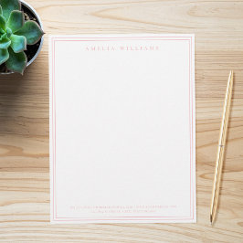 Elegant Minimalist Pink Two Border Briefbogen