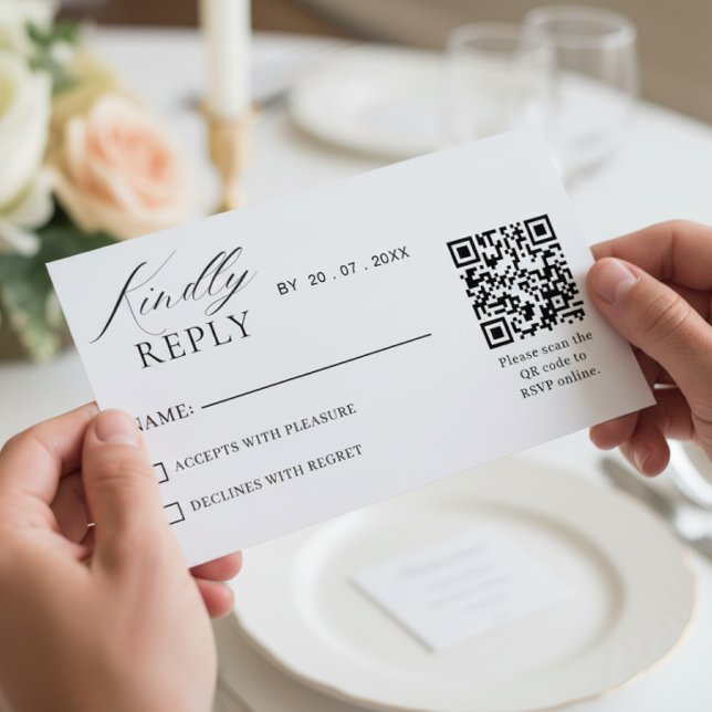 Elegant Minimalist QR Code RSVP Wedding Card Karte (Von Creator hochgeladen)