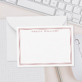 Elegant Minimalist Red Two Border Mitteilungskarte