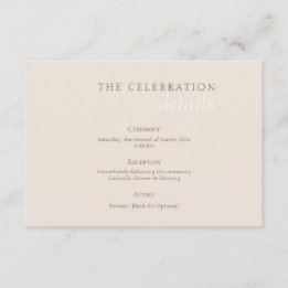 Elegant Minimalist Sand Warm Taupe Wedding Begleitkarte