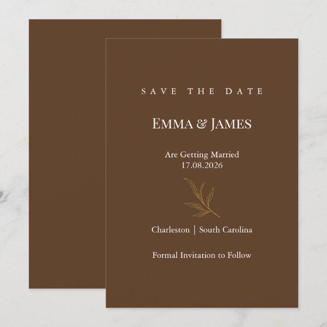 Elegant Minimalist Save the Date Card | Modern (Vorne/Hinten)
