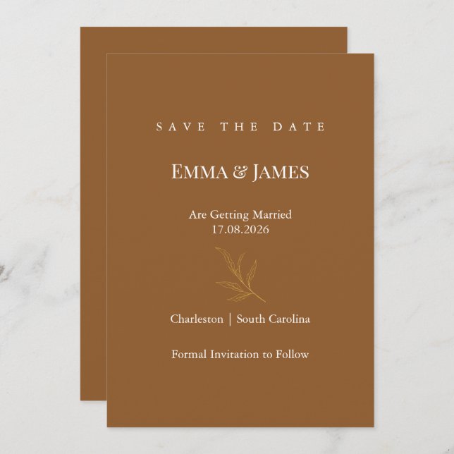 Elegant Minimalist Save the Date Card | Modern (Devant / Derrière)