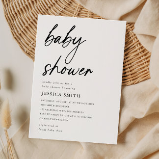 Elegant Minimalist Script Baby Shower Einladung