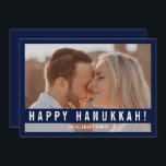 Elegant Minimalist Script Happy Hanukkah Photo  Feiertagskarte<br><div class="desc">Elegant Minimalist Script Happy Hanukkah Photo Holiday Card.</div>