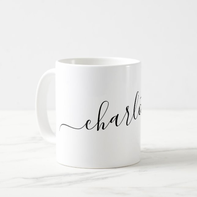Elegant Minimalist Script Modern Name Personalized Kaffeetasse (Vorderseite Links)