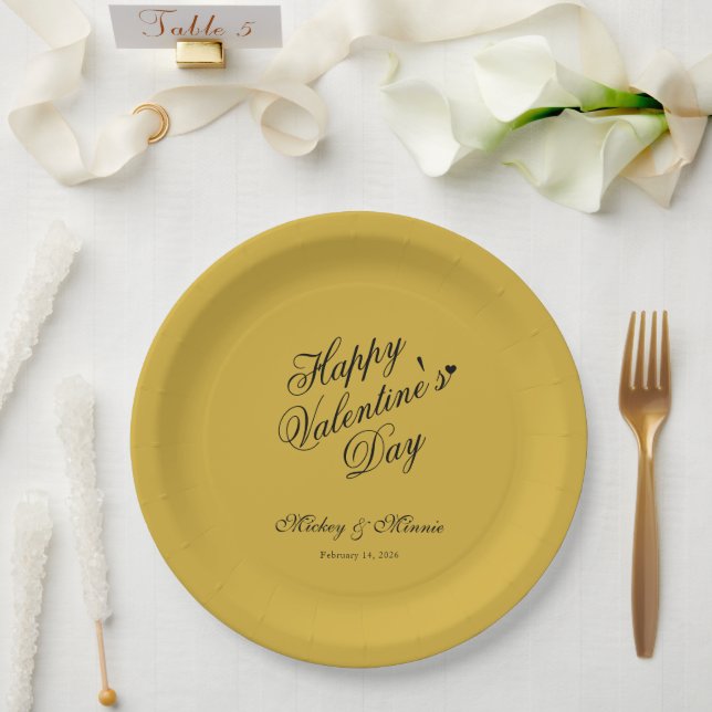 Elegant Minimalist Valentine’s Day Love Themed Pappteller (Hochzeit)