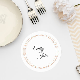 Elegant Minimalist Wedding Coaster Runder Pappuntersetzer