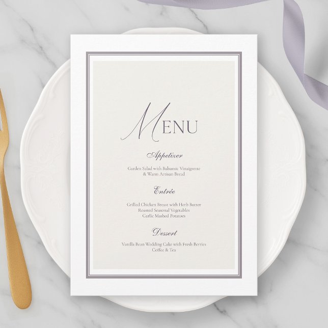 Elegant Minimalist Wedding Menu Card Einladung (Von Creator hochgeladen)