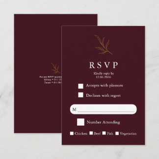 Elegant Minimalist Wedding RSVP Card Modern Simple