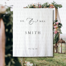 Elegant Minimalist Wedding Welcome Sign | Mr & Mrs Wandteppich