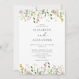 Elegant Minimalist Wildflower Wedding Einladung