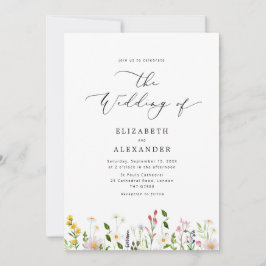 Elegant minimalist wildflower wedding einladung