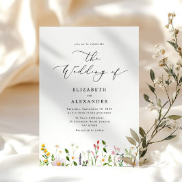 Elegant minimalist wildflower wedding einladung