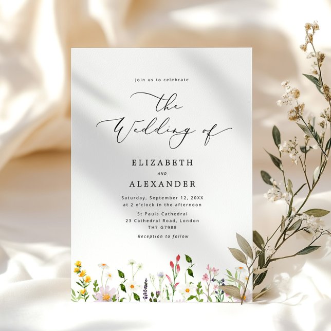 Elegant minimalist wildflower wedding einladung (Von Creator hochgeladen)