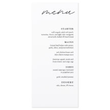 Elégant minimaliste 4 Plat Dîner Menu Mariage