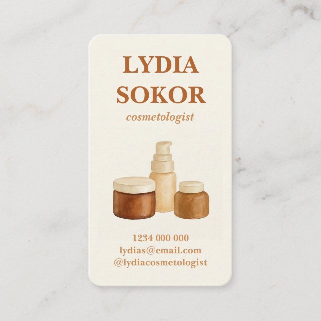 Élégant minimaliste Carte de visite Cosmetologue (Devant)