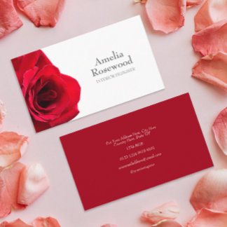 Élégant minimaliste Carte de visite de rose rouge