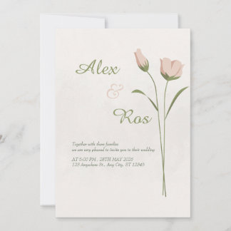 Élégant minimaliste Faire-part de mariage floral
